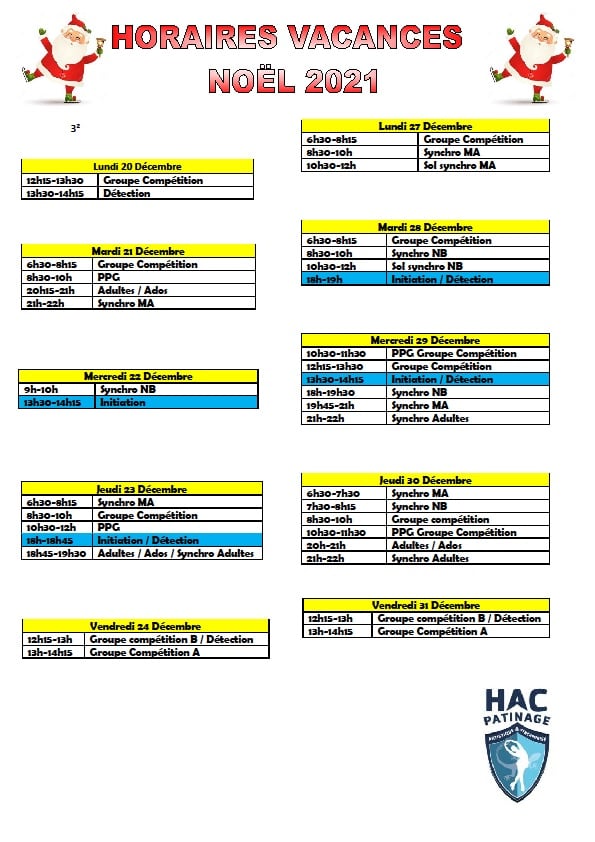 horaire noel 2021