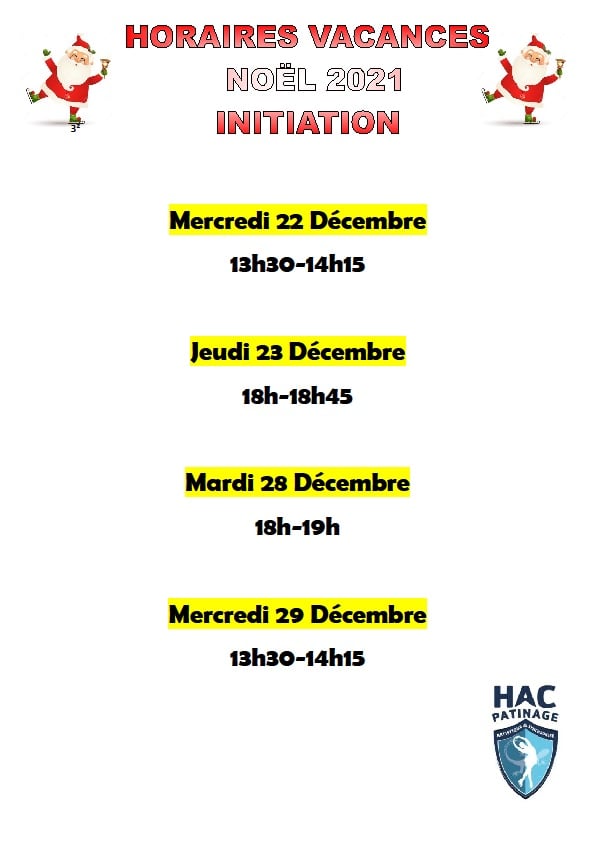 horaire noel init 2021